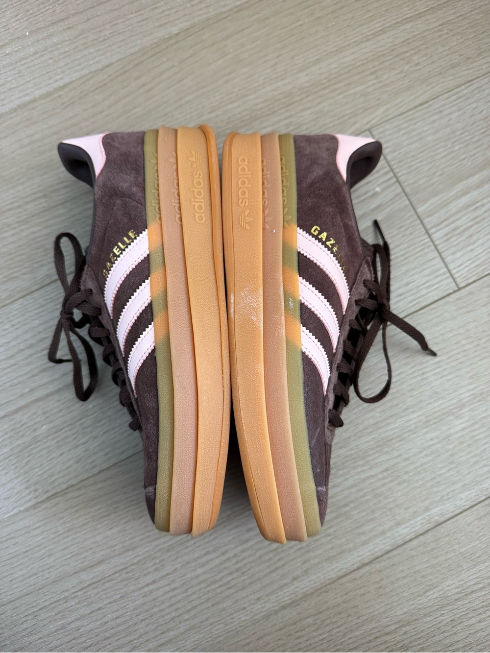 adidas Gazelle Suede Sneakers in Brown with Light Pink Stripes - Picture 6 of 7